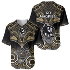 Collingwood Football Baseball Jersey Go Magpies Aboriginal Mix Polynesian Pattern LT14