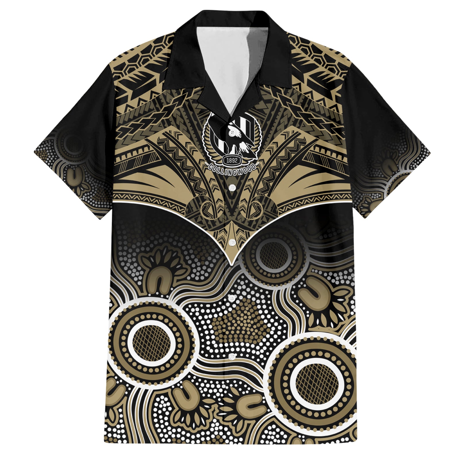 Collingwood Football Hawaiian Shirt Go Magpies Aboriginal Mix Polynesian Pattern LT14