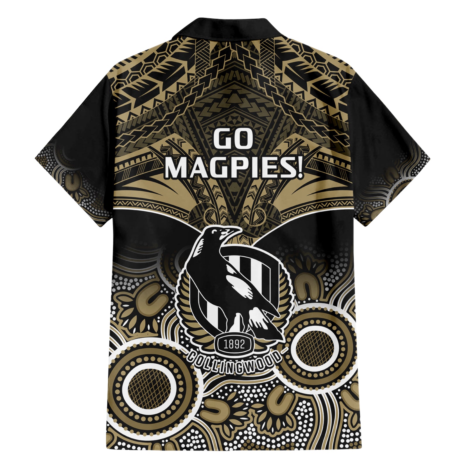 Collingwood Football Hawaiian Shirt Go Magpies Aboriginal Mix Polynesian Pattern LT14