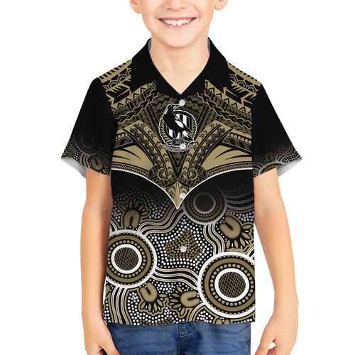 Collingwood Football Hawaiian Shirt Go Magpies Aboriginal Mix Polynesian Pattern LT14
