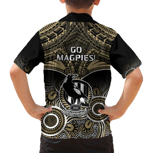 Collingwood Football Hawaiian Shirt Go Magpies Aboriginal Mix Polynesian Pattern LT14