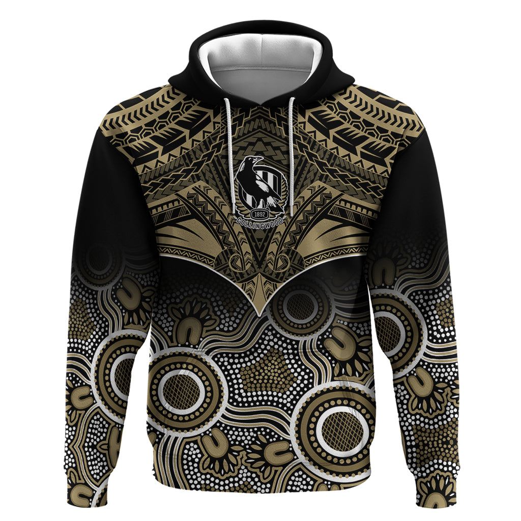 Collingwood Football Hoodie Go Magpies Aboriginal Mix Polynesian Pattern LT14