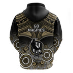 Collingwood Football Hoodie Go Magpies Aboriginal Mix Polynesian Pattern LT14