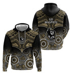 Collingwood Football Hoodie Go Magpies Aboriginal Mix Polynesian Pattern LT14