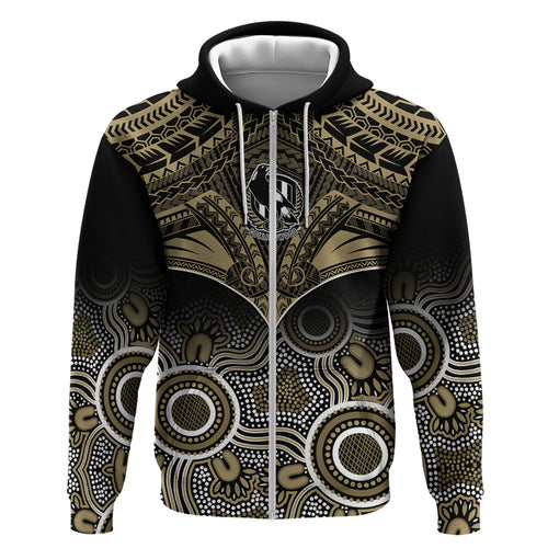 Collingwood Football Hoodie Go Magpies Aboriginal Mix Polynesian Pattern LT14
