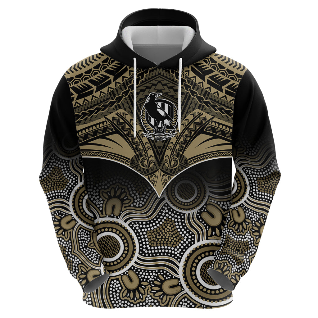 Collingwood Football Hoodie Go Magpies Aboriginal Mix Polynesian Pattern LT14