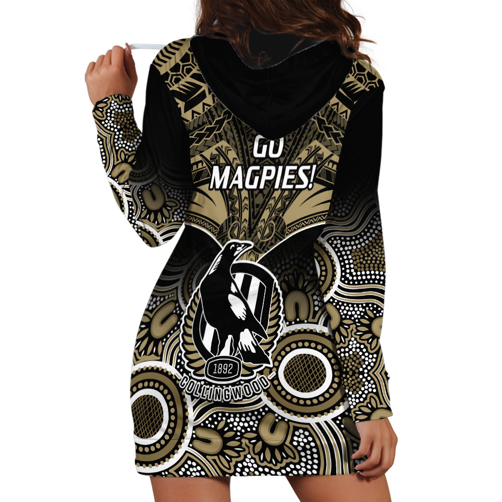 Collingwood Football Hoodie Dress Go Magpies Aboriginal Mix Polynesian Pattern LT14