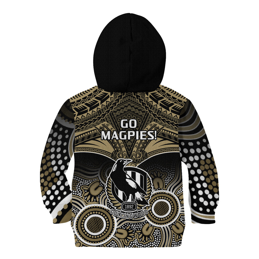 Collingwood Football Kid Hoodie Go Magpies Aboriginal Mix Polynesian Pattern LT14