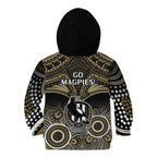 Collingwood Football Kid Hoodie Go Magpies Aboriginal Mix Polynesian Pattern LT14