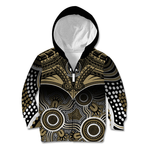 Collingwood Football Kid Hoodie Go Magpies Aboriginal Mix Polynesian Pattern LT14