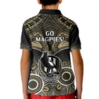 Collingwood Football Kid Polo Shirt Go Magpies Aboriginal Mix Polynesian Pattern LT14