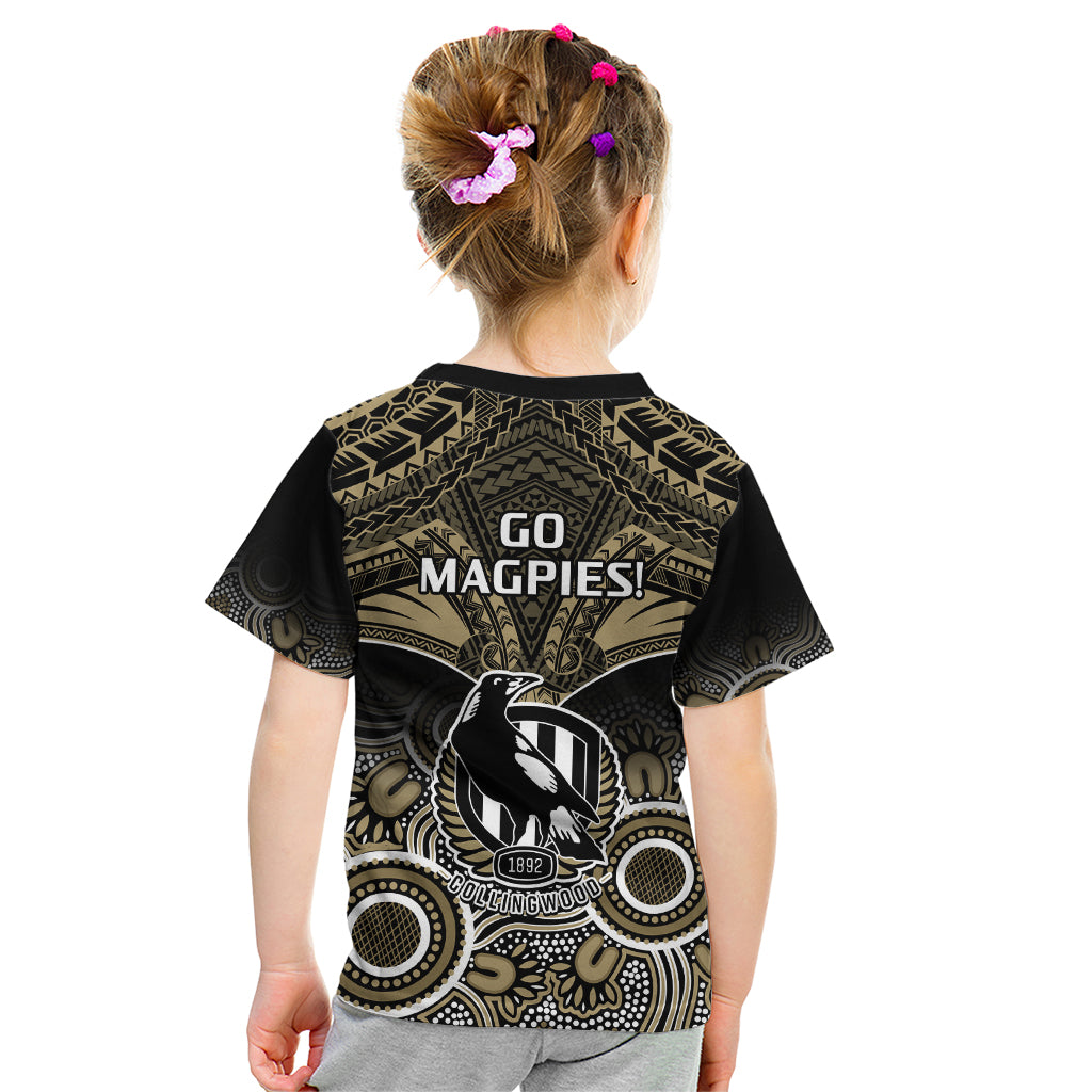 Collingwood Football Kid T Shirt Go Magpies Aboriginal Mix Polynesian Pattern LT14