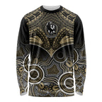 Collingwood Football Long Sleeve Shirt Go Magpies Aboriginal Mix Polynesian Pattern LT14