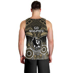 Collingwood Football Men Tank Top Go Magpies Aboriginal Mix Polynesian Pattern LT14