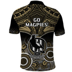 Collingwood Football Polo Shirt Go Magpies Aboriginal Mix Polynesian Pattern LT14