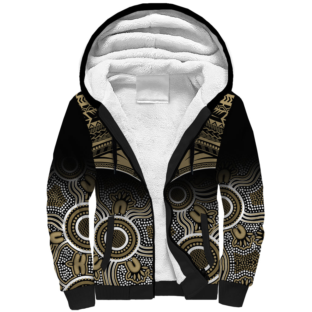 Collingwood Football Sherpa Hoodie Go Magpies Aboriginal Mix Polynesian Pattern LT14