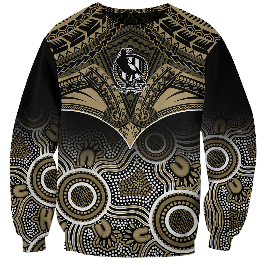 Collingwood Football Sweatshirt Go Magpies Aboriginal Mix Polynesian Pattern LT14