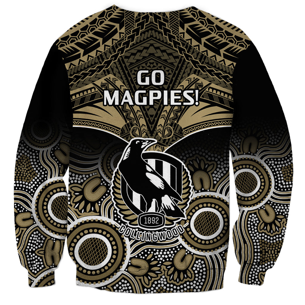 Collingwood Football Sweatshirt Go Magpies Aboriginal Mix Polynesian Pattern LT14