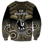 Collingwood Football Sweatshirt Go Magpies Aboriginal Mix Polynesian Pattern LT14