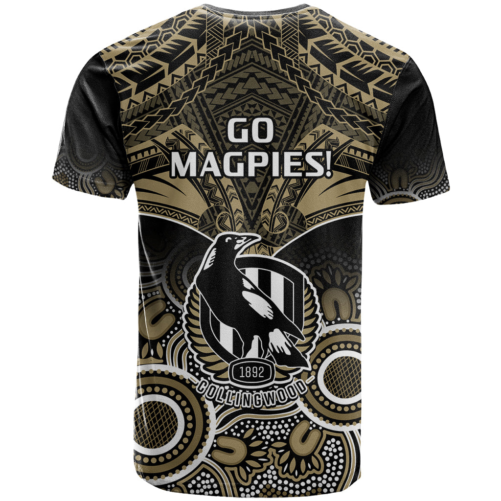 Collingwood Football T Shirt Go Magpies Aboriginal Mix Polynesian Pattern LT14