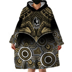 Collingwood Football Wearable Blanket Hoodie Go Magpies Aboriginal Mix Polynesian Pattern LT14