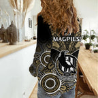 Collingwood Football Women Casual Shirt Go Magpies Aboriginal Mix Polynesian Pattern LT14