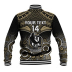 Personalised Collingwood Football Baseball Jacket Go Magpies Aboriginal Mix Polynesian Pattern LT14
