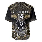Personalised Collingwood Football Baseball Jersey Go Magpies Aboriginal Mix Polynesian Pattern LT14