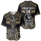 Personalised Collingwood Football Baseball Jersey Go Magpies Aboriginal Mix Polynesian Pattern LT14