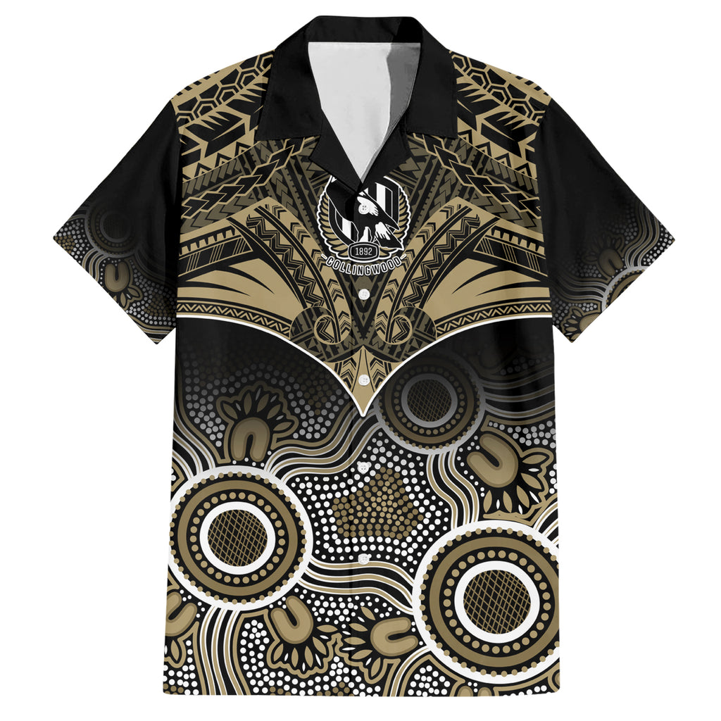 Personalised Collingwood Football Hawaiian Shirt Go Magpies Aboriginal Mix Polynesian Pattern LT14