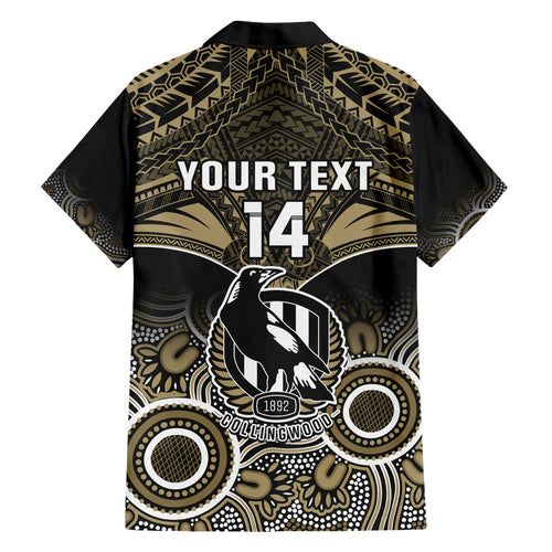 Personalised Collingwood Football Hawaiian Shirt Go Magpies Aboriginal Mix Polynesian Pattern LT14