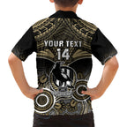 Personalised Collingwood Football Hawaiian Shirt Go Magpies Aboriginal Mix Polynesian Pattern LT14