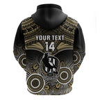 Personalised Collingwood Football Hoodie Go Magpies Aboriginal Mix Polynesian Pattern LT14