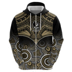 Personalised Collingwood Football Hoodie Go Magpies Aboriginal Mix Polynesian Pattern LT14