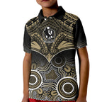 Personalised Collingwood Football Kid Polo Shirt Go Magpies Aboriginal Mix Polynesian Pattern LT14