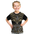 Personalised Collingwood Football Kid T Shirt Go Magpies Aboriginal Mix Polynesian Pattern LT14