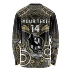 Personalised Collingwood Football Long Sleeve Shirt Go Magpies Aboriginal Mix Polynesian Pattern LT14
