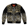 Personalised Collingwood Football Sleeve Zip Bomber Jacket Go Magpies Aboriginal Mix Polynesian Pattern LT14