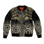 Personalised Collingwood Football Sleeve Zip Bomber Jacket Go Magpies Aboriginal Mix Polynesian Pattern LT14
