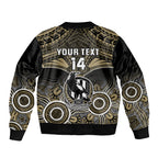 Personalised Collingwood Football Sleeve Zip Bomber Jacket Go Magpies Aboriginal Mix Polynesian Pattern LT14
