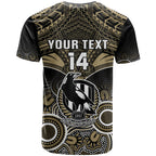 Personalised Collingwood Football T Shirt Go Magpies Aboriginal Mix Polynesian Pattern LT14