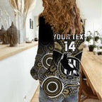 Personalised Collingwood Football Women Casual Shirt Go Magpies Aboriginal Mix Polynesian Pattern LT14