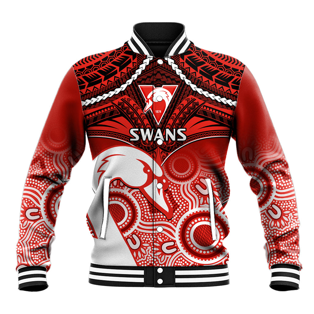 Sydney Swans Football Baseball Jacket Go Swannies Aboriginal Mix Polynesian Pattern LT14