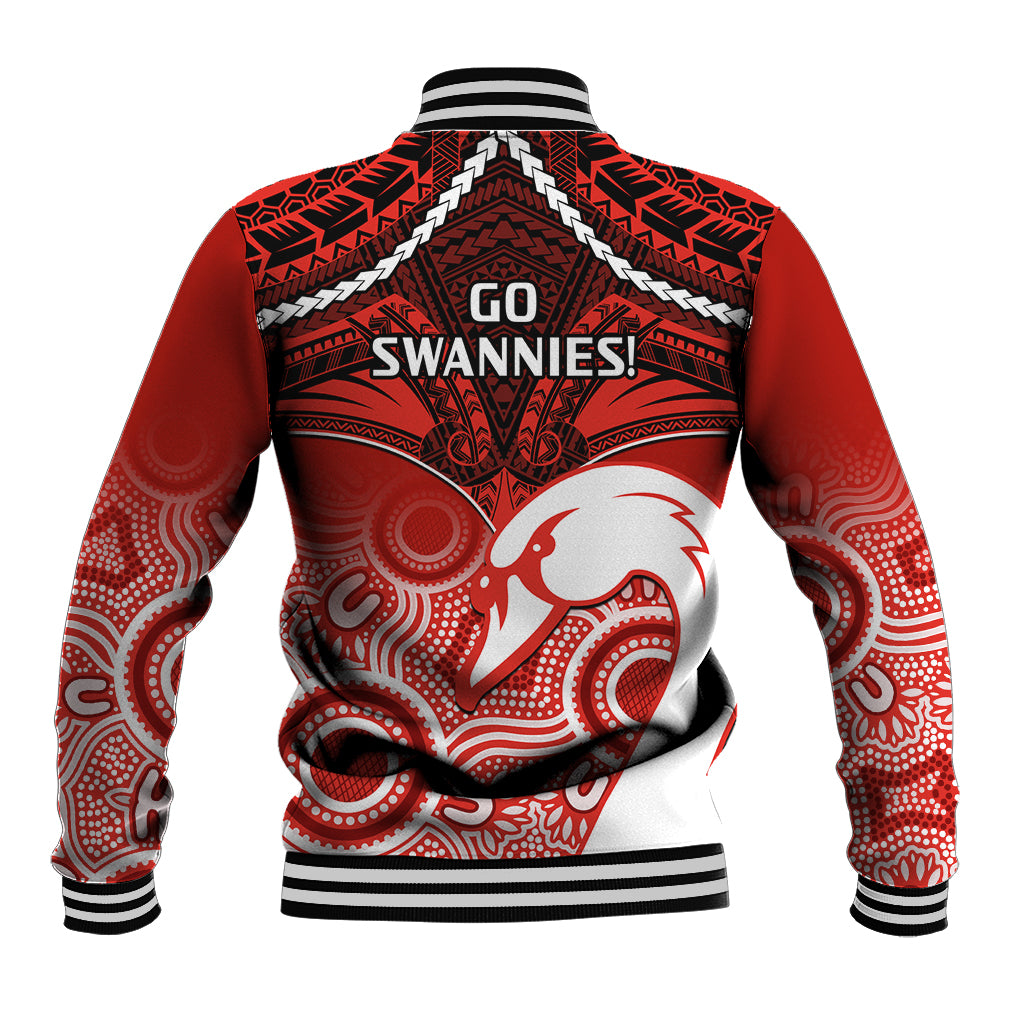 Sydney Swans Football Baseball Jacket Go Swannies Aboriginal Mix Polynesian Pattern LT14