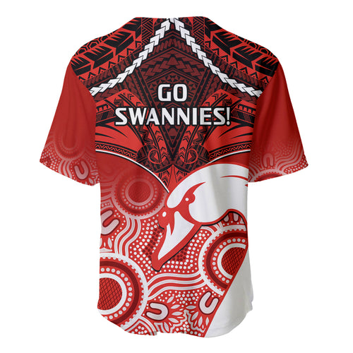 Sydney Swans Football Baseball Jersey Go Swannies Aboriginal Mix Polynesian Pattern LT14
