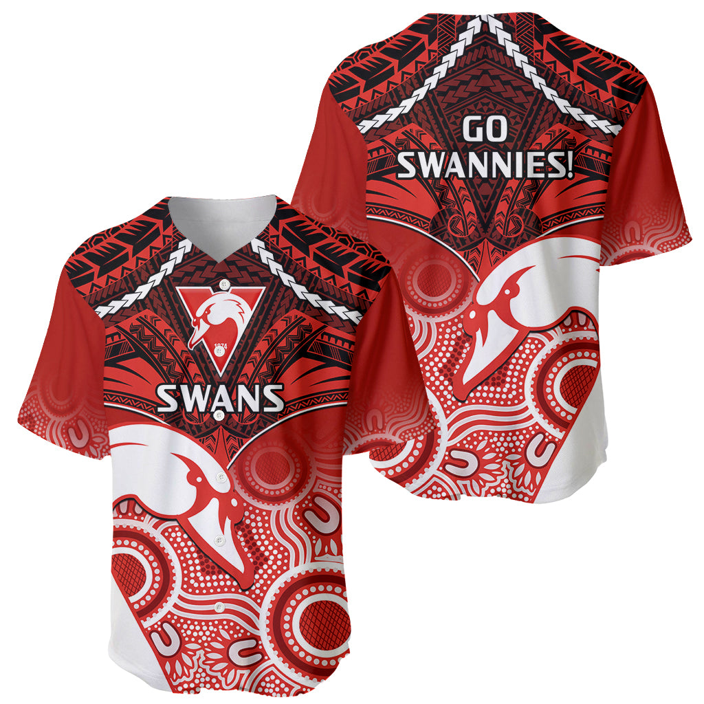 Sydney Swans Football Baseball Jersey Go Swannies Aboriginal Mix Polynesian Pattern LT14