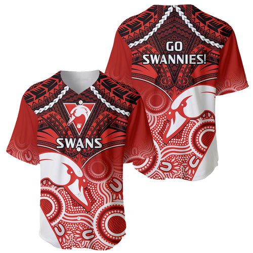 Sydney Swans Football Baseball Jersey Go Swannies Aboriginal Mix Polynesian Pattern LT14
