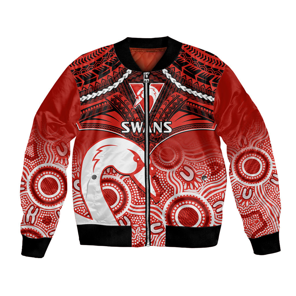 Sydney Swans Football Bomber Jacket Go Swannies Aboriginal Mix Polynesian Pattern LT14