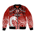 Sydney Swans Football Bomber Jacket Go Swannies Aboriginal Mix Polynesian Pattern LT14