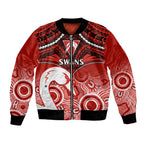Sydney Swans Football Bomber Jacket Go Swannies Aboriginal Mix Polynesian Pattern LT14